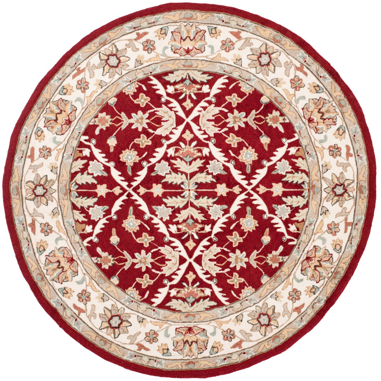 SAFAVIEH Easy Care EZC717A Red / Ivory Rug - 6' Round