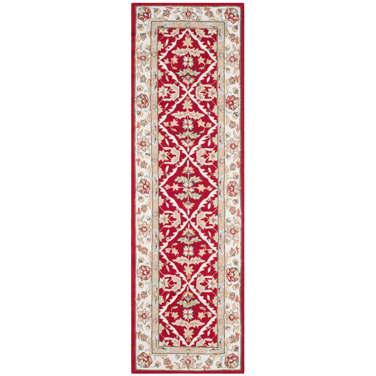 SAFAVIEH Easy Care EZC717A Red / Ivory Rug - 2' 6 X 10'