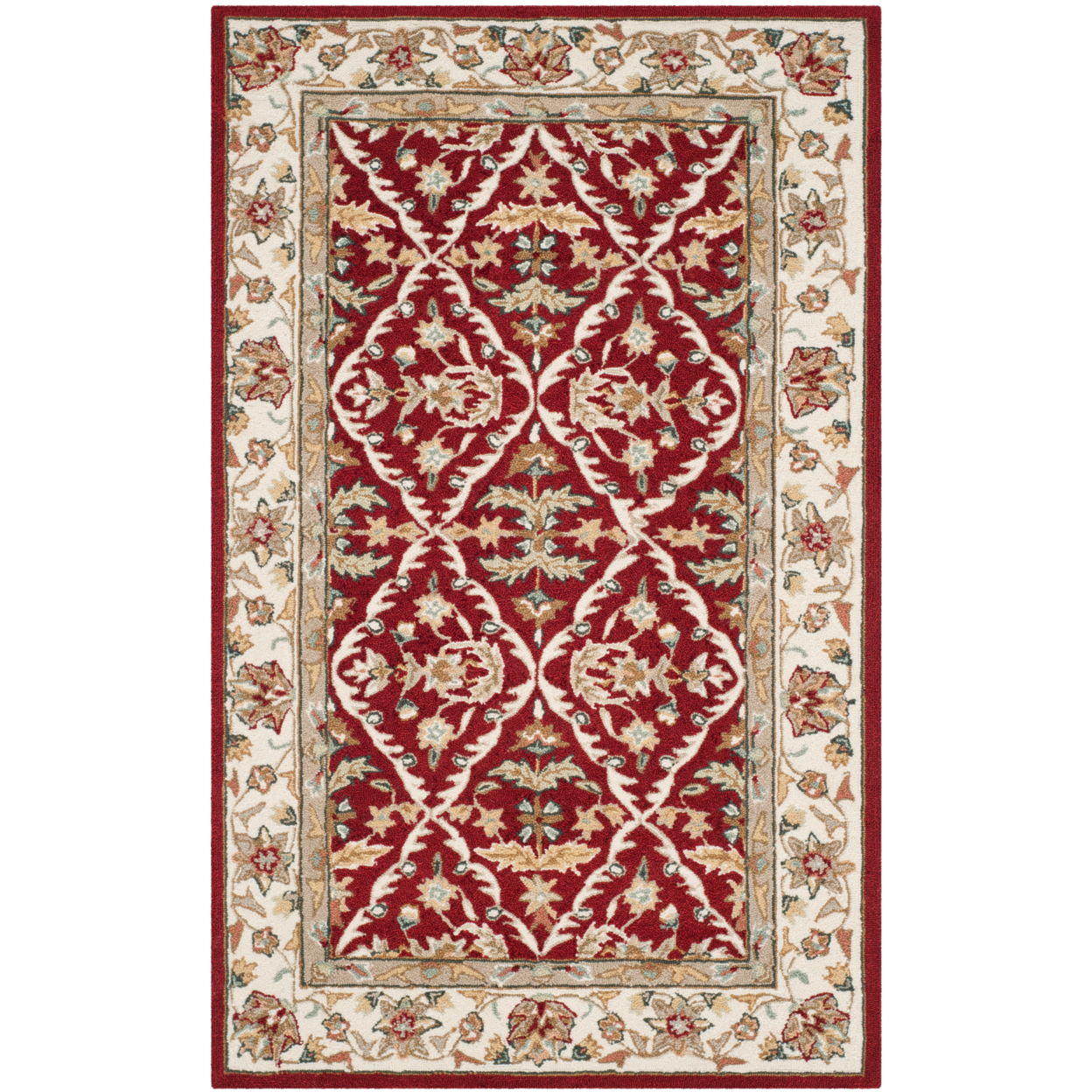 SAFAVIEH Easy Care EZC717A Red / Ivory Rug - 3' X 5'