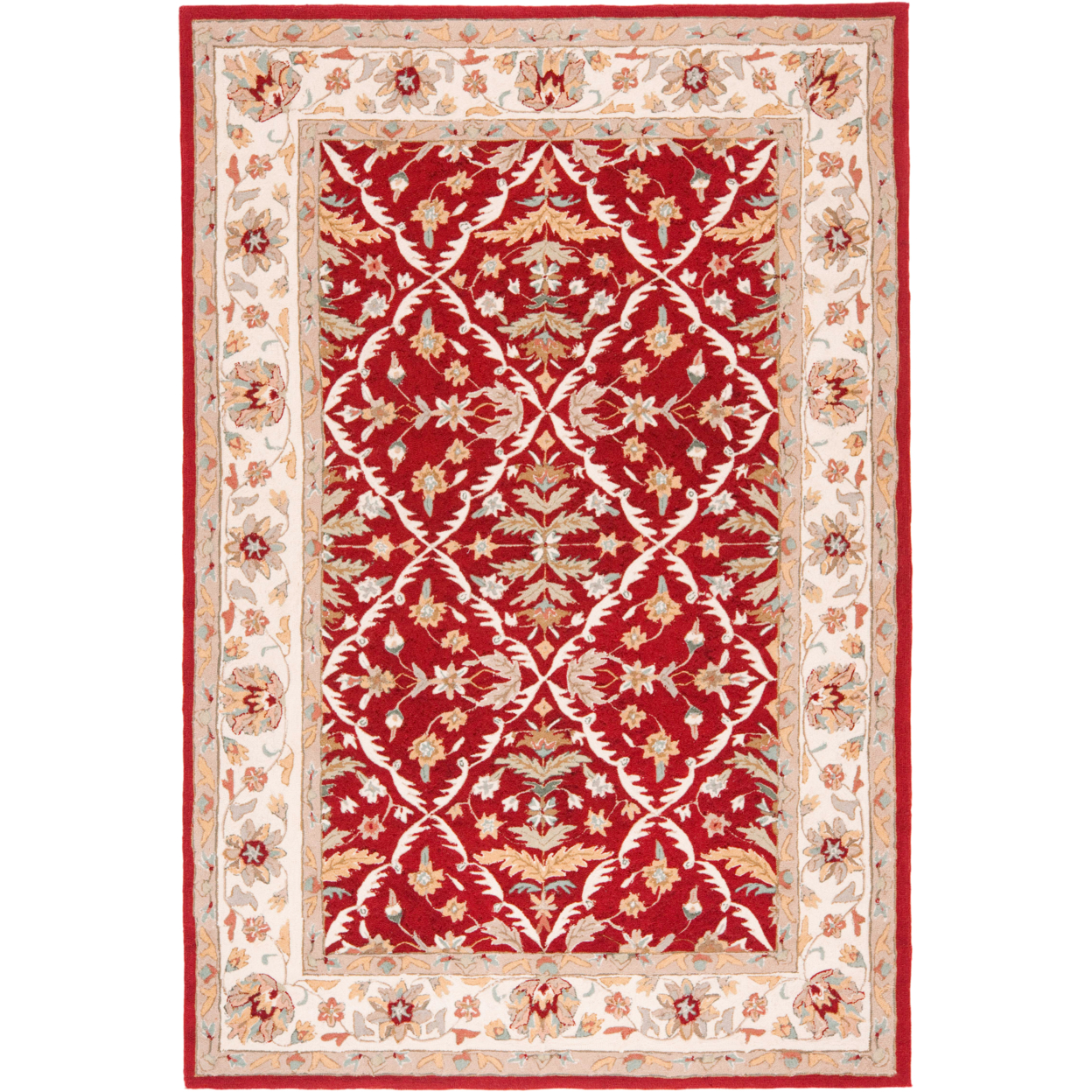 SAFAVIEH Easy Care EZC717A Red / Ivory Rug - 3' 6 X 5' 10