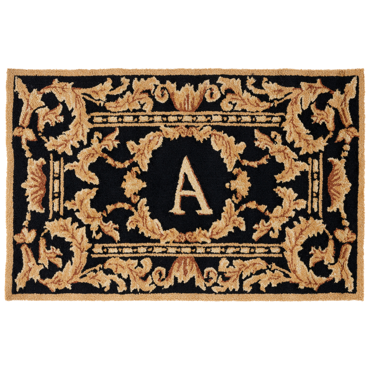 SAFAVIEH Monogram Collection MON219A Hand-hooked Black Rug - 2' 6 X 4'