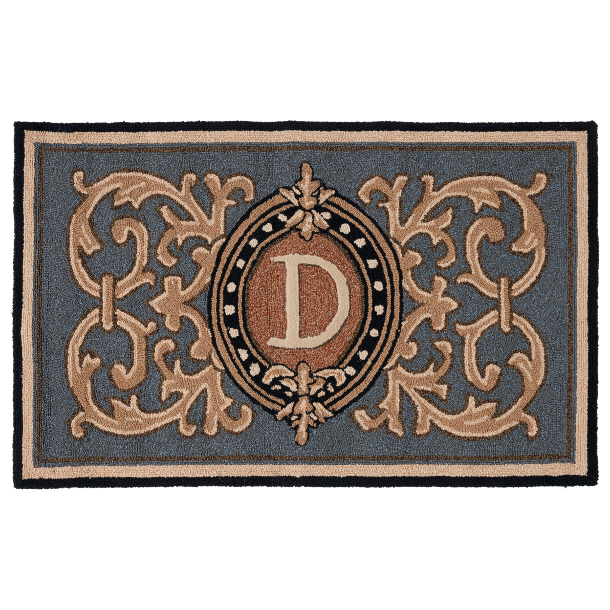 SAFAVIEH Monogram Collection MON222D Hand-hooked Blue Rug - 2' 6 X 4'
