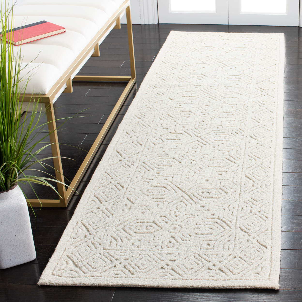 SAFAVIEH Textural Collection TXT101A Handmade Ivory Rug - 6' Square