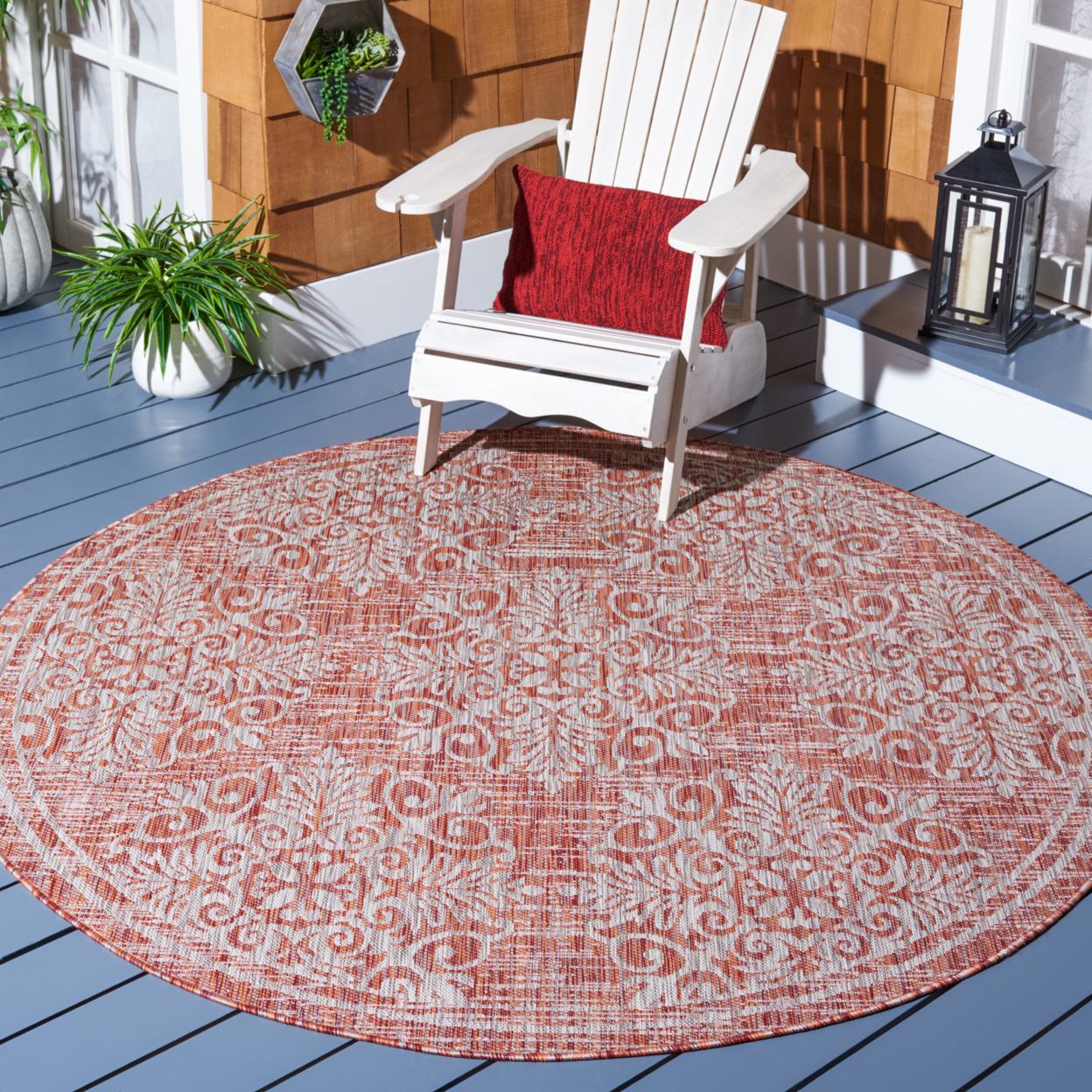 SAFAVIEH Outdoor CY8961-36521 Courtyard Red / Ivory Rug - 9' X 12'