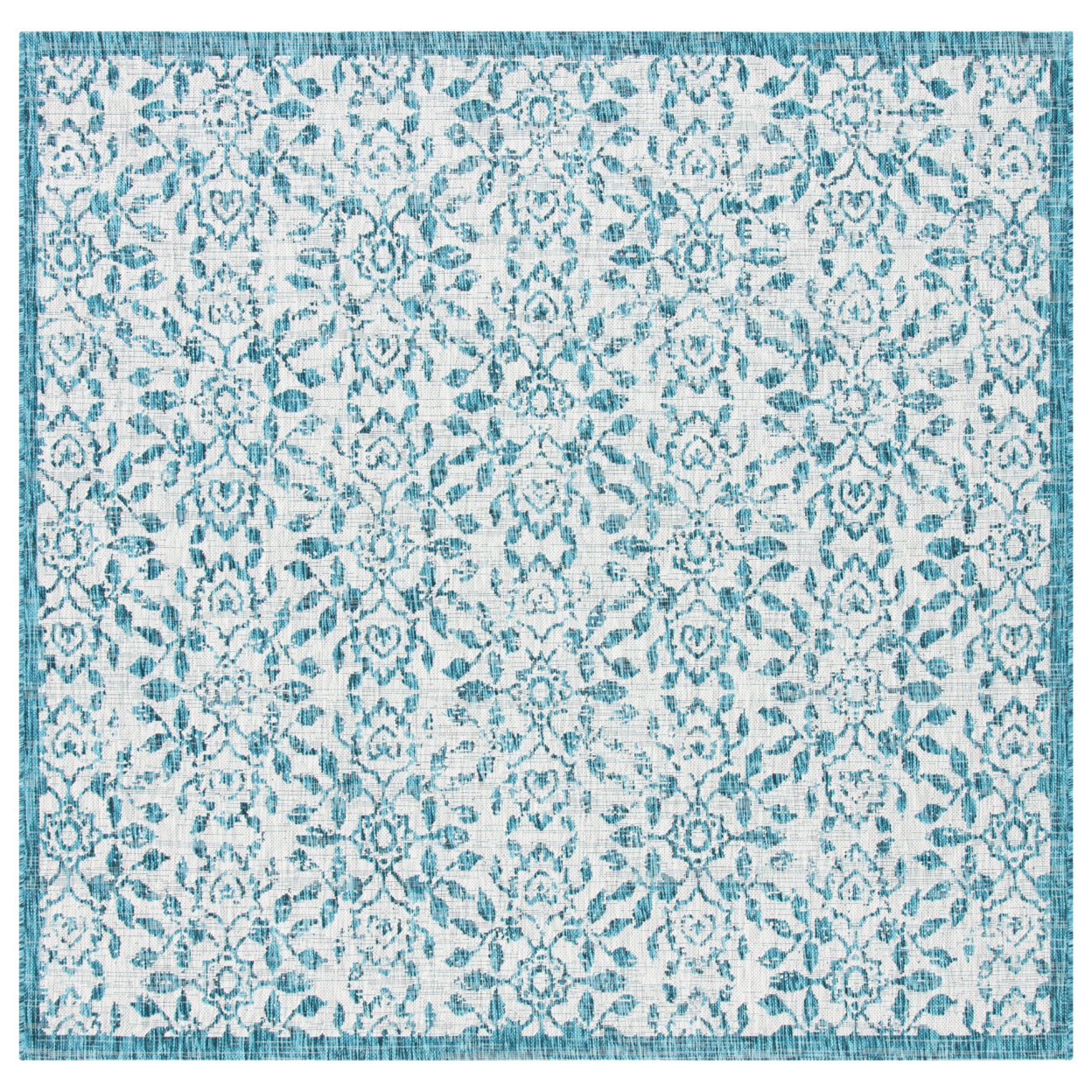 SAFAVIEH Outdoor CY8955-37212 Courtyard Grey / Blue Rug - 6' 7 Square