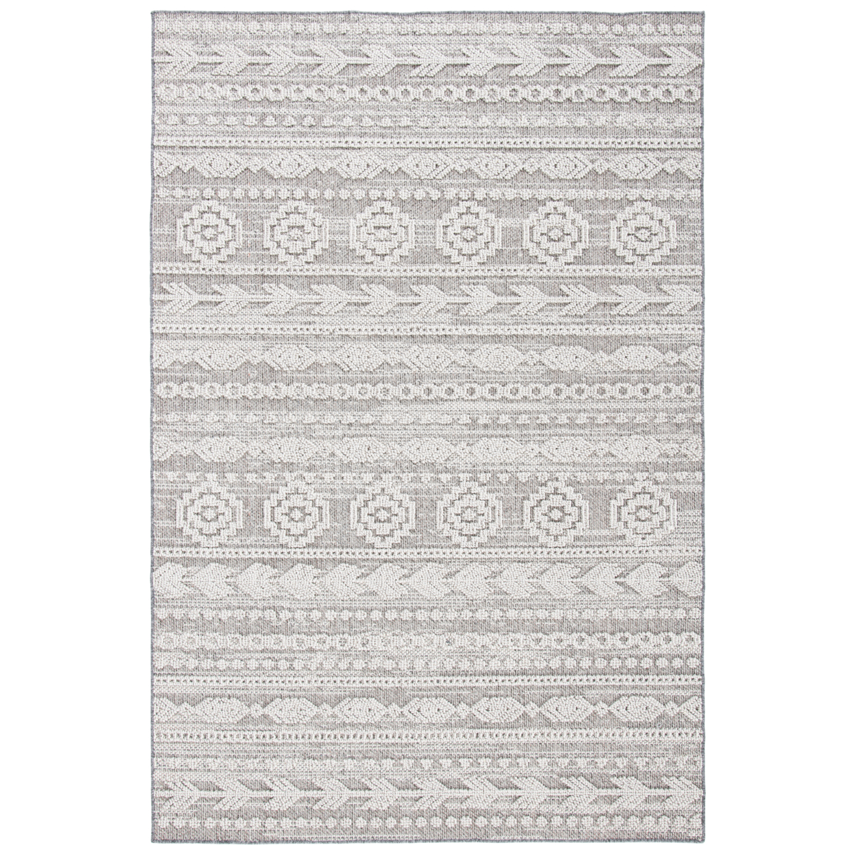 SAFAVIEH Outdoor GLB862F Global Collection Grey / Ivory Rug - 6' 7 Round