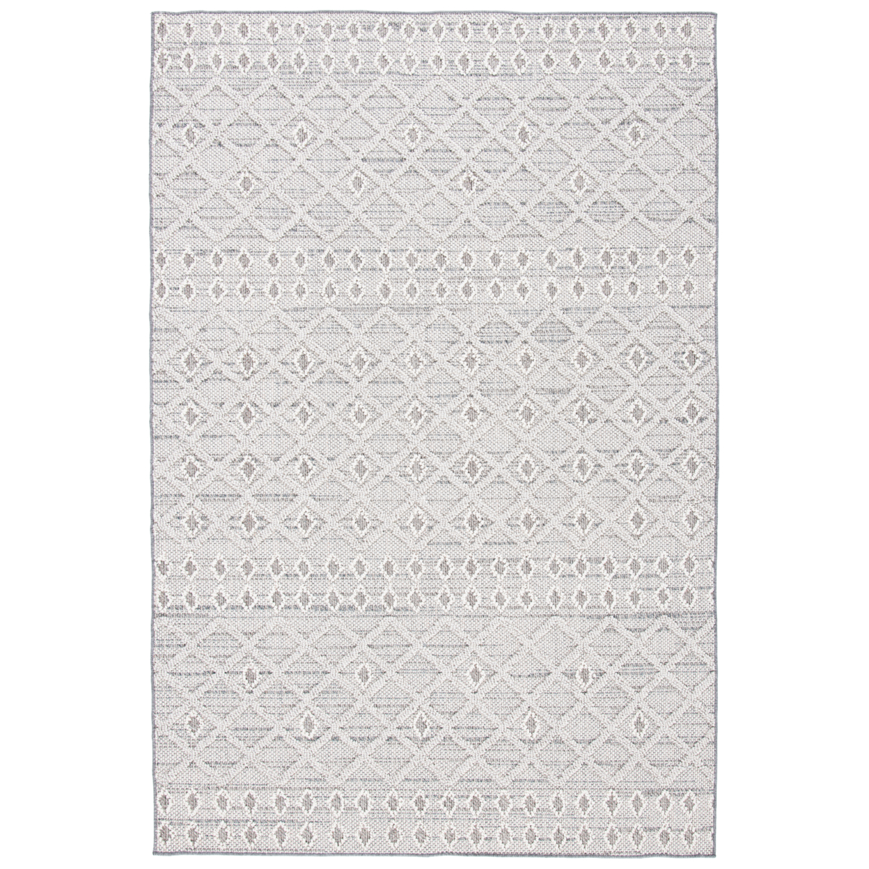 SAFAVIEH Outdoor GLB870F Global Collection Grey / Ivory Rug - 8' X 10'
