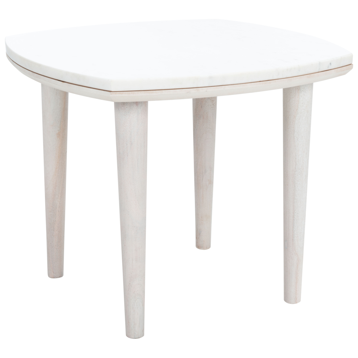 SAFAVIEH Lara Marble Side Table White Washed / White