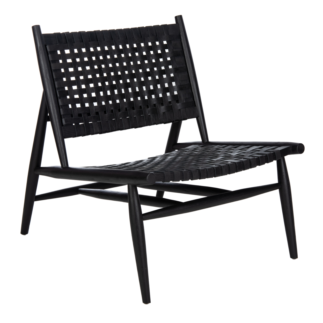 SAFAVIEH Soleil Leather Woven Accent Chair Black/ Black