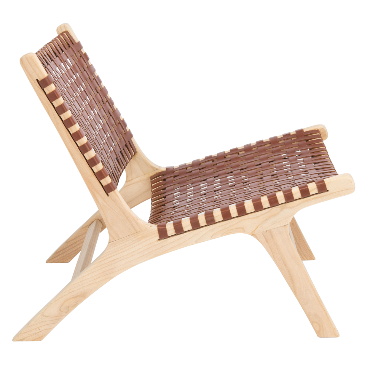 SAFAVIEH Luna Leather Woven Accent Chair Cognac / Natural