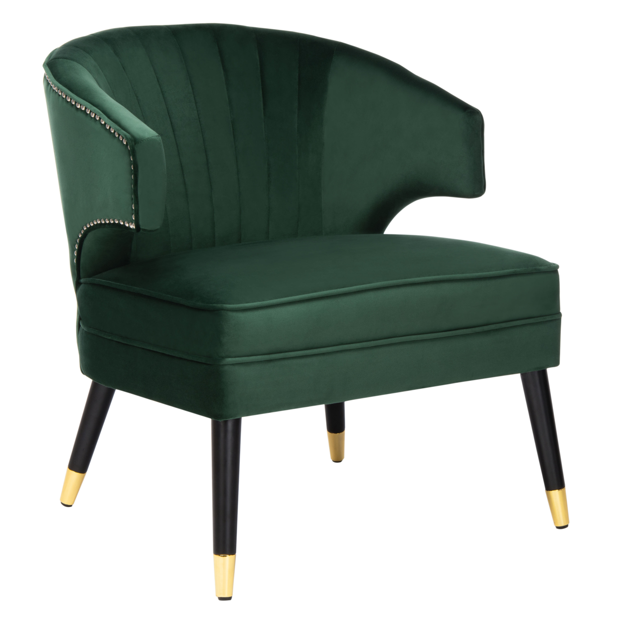 SAFAVIEH Stazia Wingback Accent Chair Forest Green / Black