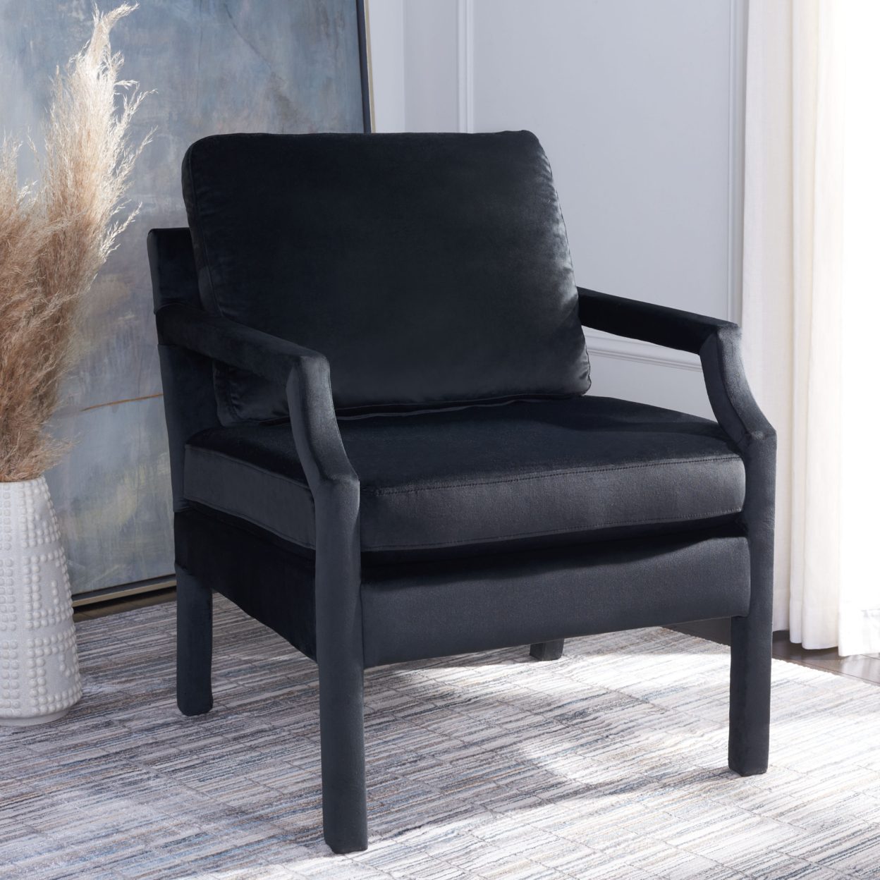 SAFAVIEH Genoa Upholstered Arm Chair Black