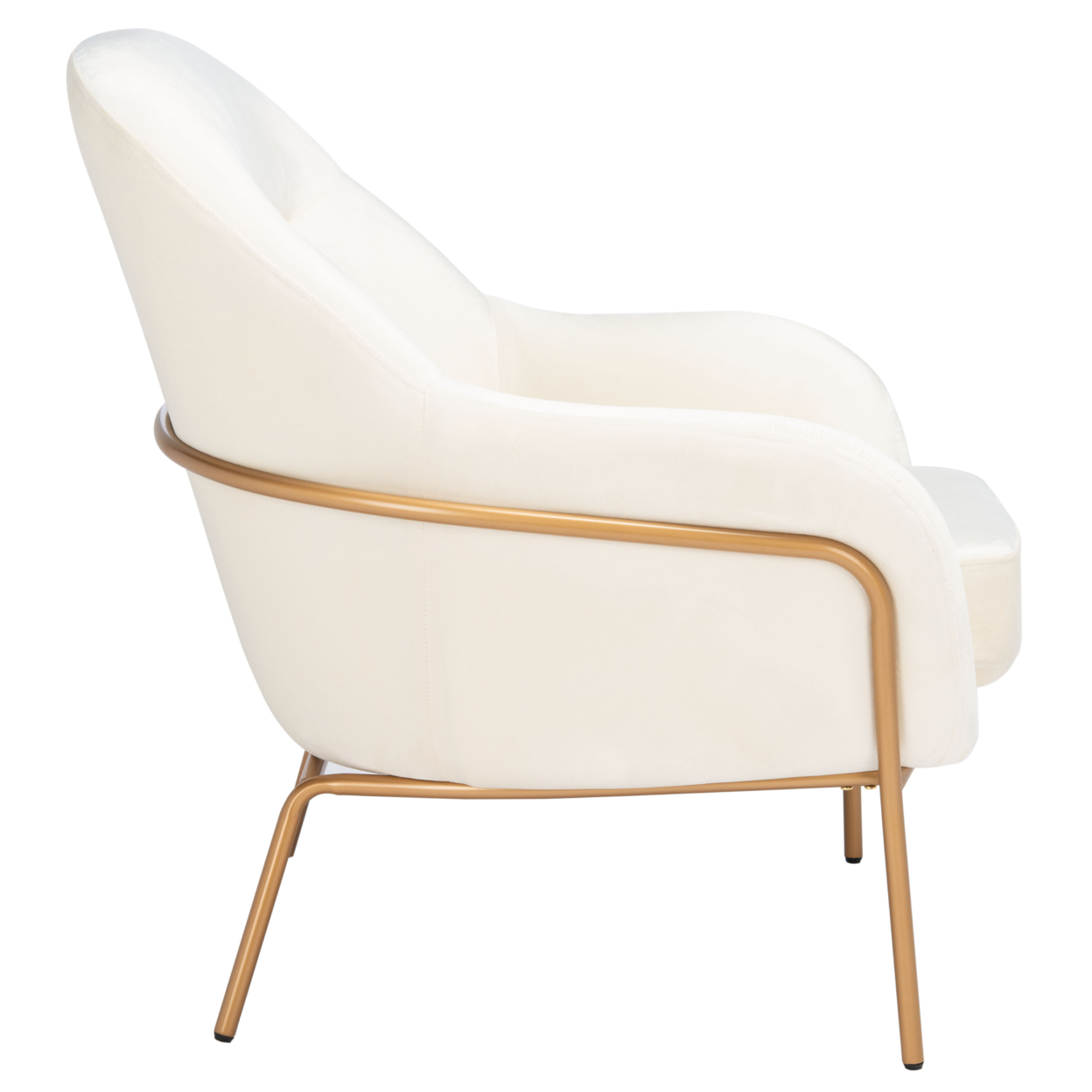 SAFAVIEH Eleazer Velvet Accent Chair Creme / Gold