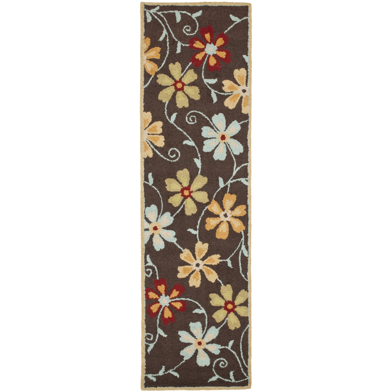 SAFAVIEH Blossom BLM784A Hand-hooked Brown / Multi Rug - 8' X 10'