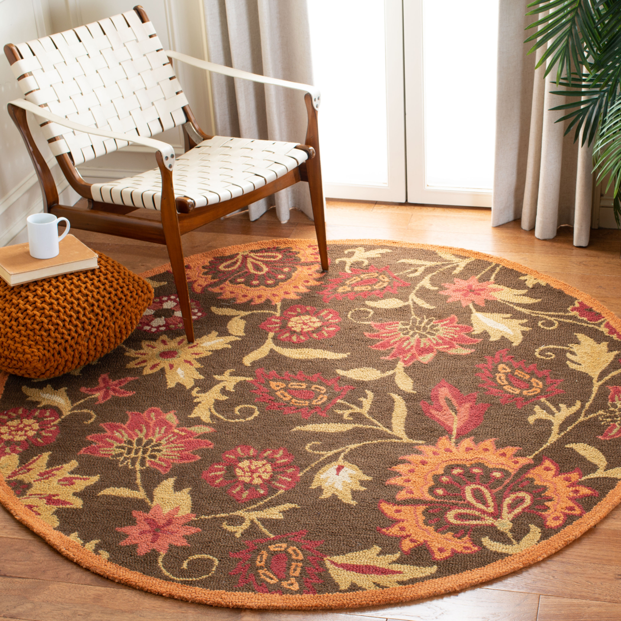 SAFAVIEH Blossom BLM861A Hand-hooked Brown / Multi Rug - 2' 3 X 10'