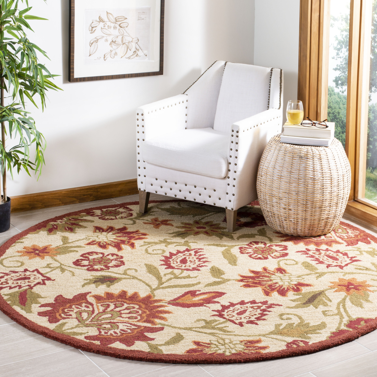 SAFAVIEH Blossom BLM862A Hand-hooked Beige / Multi Rug - 2' 3 X 14'