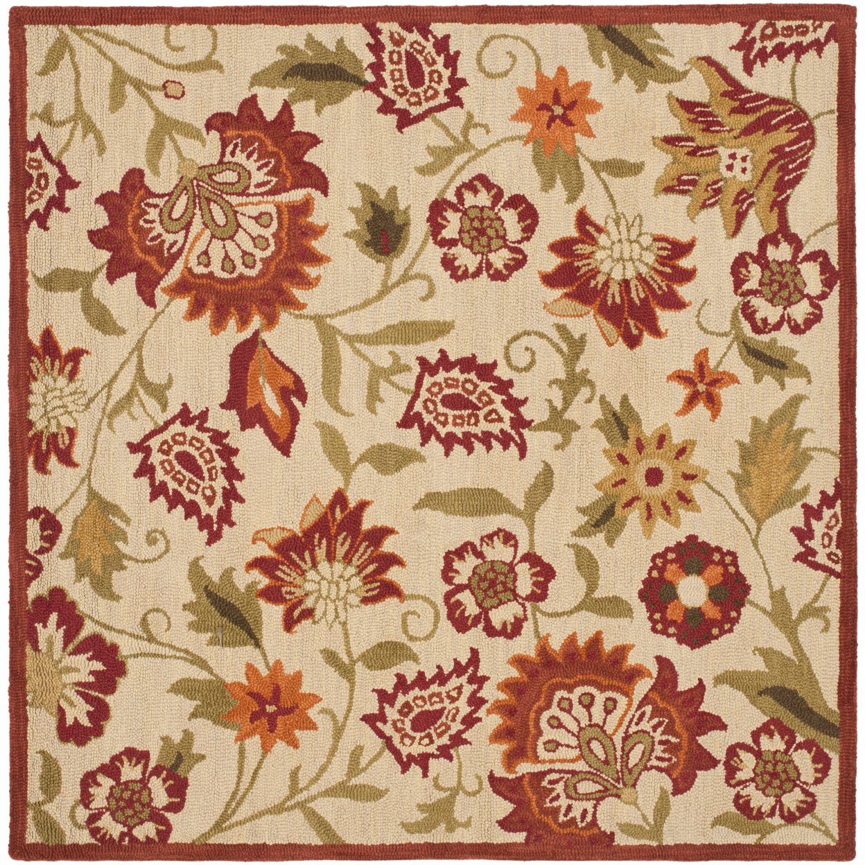 SAFAVIEH Blossom BLM862A Hand-hooked Beige / Multi Rug - 6' Square