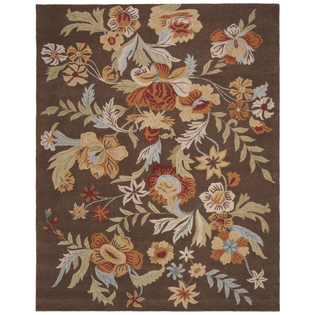 SAFAVIEH Blossom BLM915A Hand-hooked Brown / Multi Rug - 8' X 10'