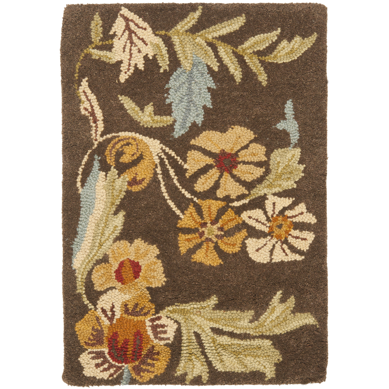 SAFAVIEH Blossom BLM915A Hand-hooked Brown / Multi Rug - 4' X 6'