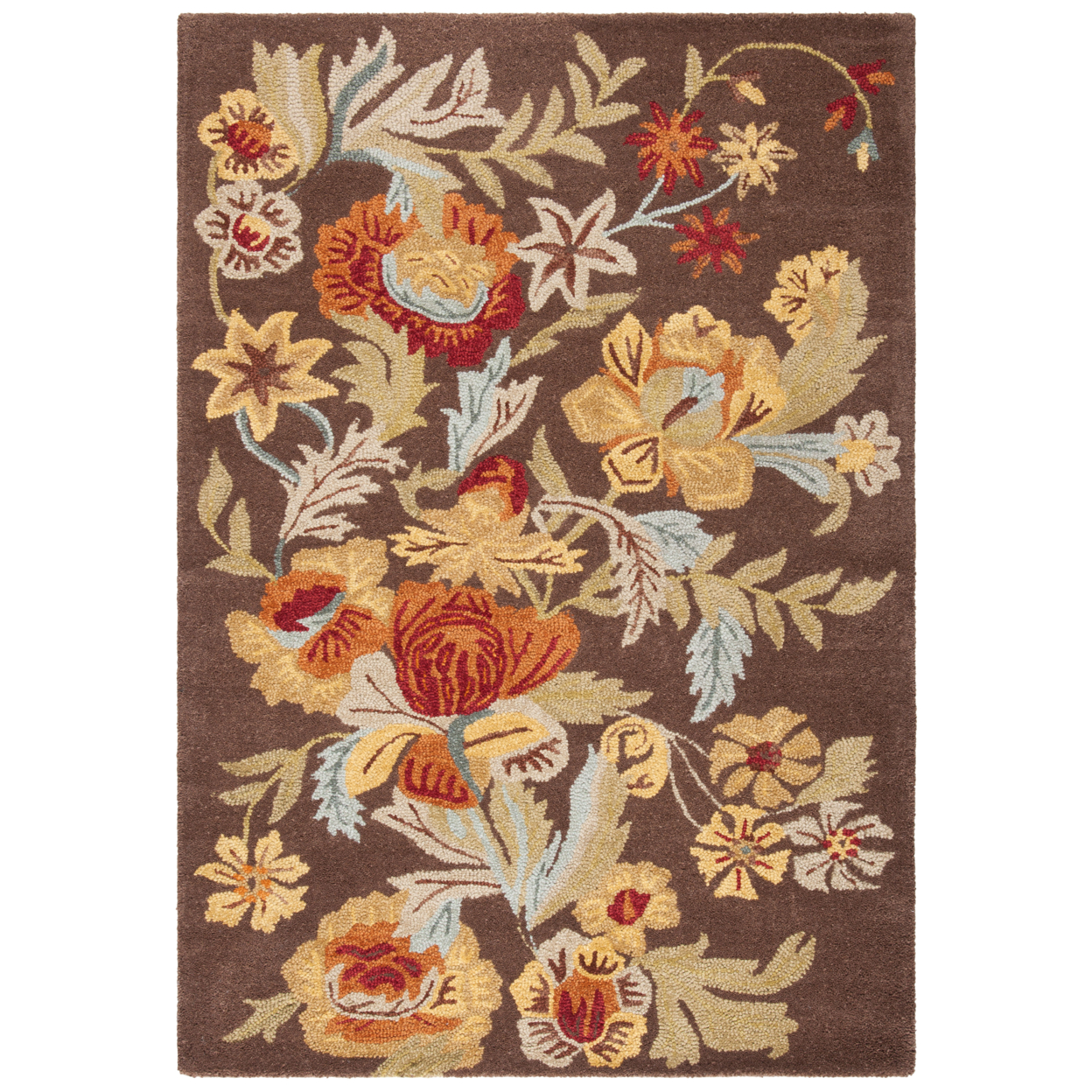 SAFAVIEH Blossom BLM915A Hand-hooked Brown / Multi Rug - 4' X 6'