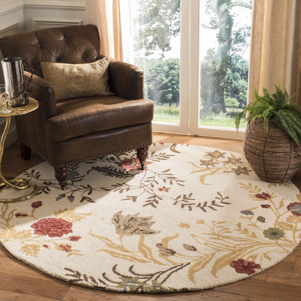 SAFAVIEH Blossom BLM916A Hand-hooked Beige / Multi Rug - 4' X 6'