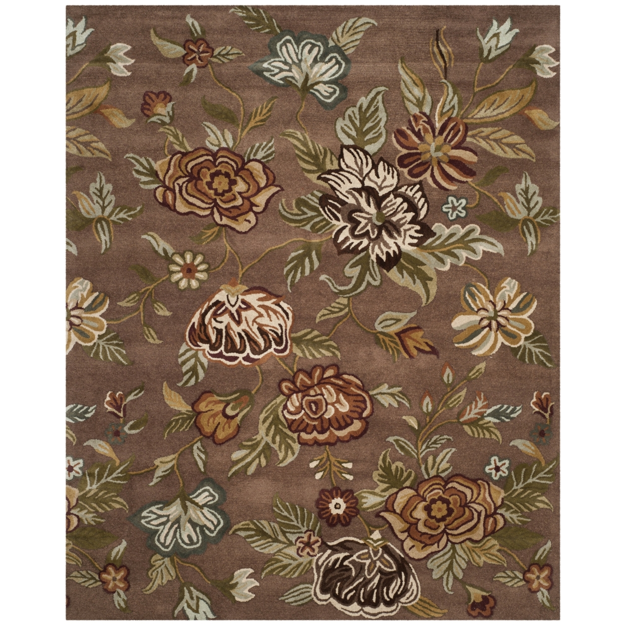 SAFAVIEH Blossom BLM920A Hand-hooked Brown / Multi Rug - 8' X 10'