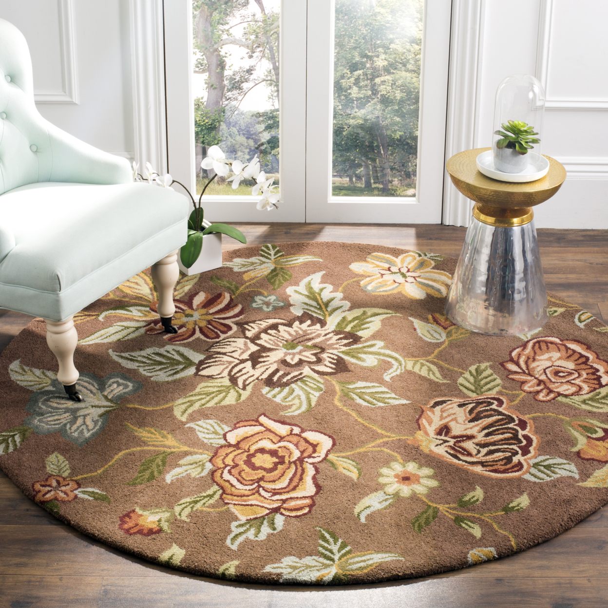 SAFAVIEH Blossom BLM920A Hand-hooked Brown / Multi Rug - 2' 3 X 8'