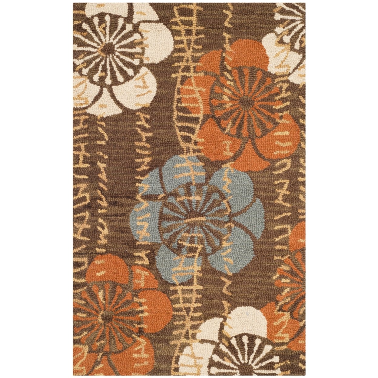 SAFAVIEH Blossom BLM923A Hand-hooked Brown / Multi Rug - 2' 6 X 4'