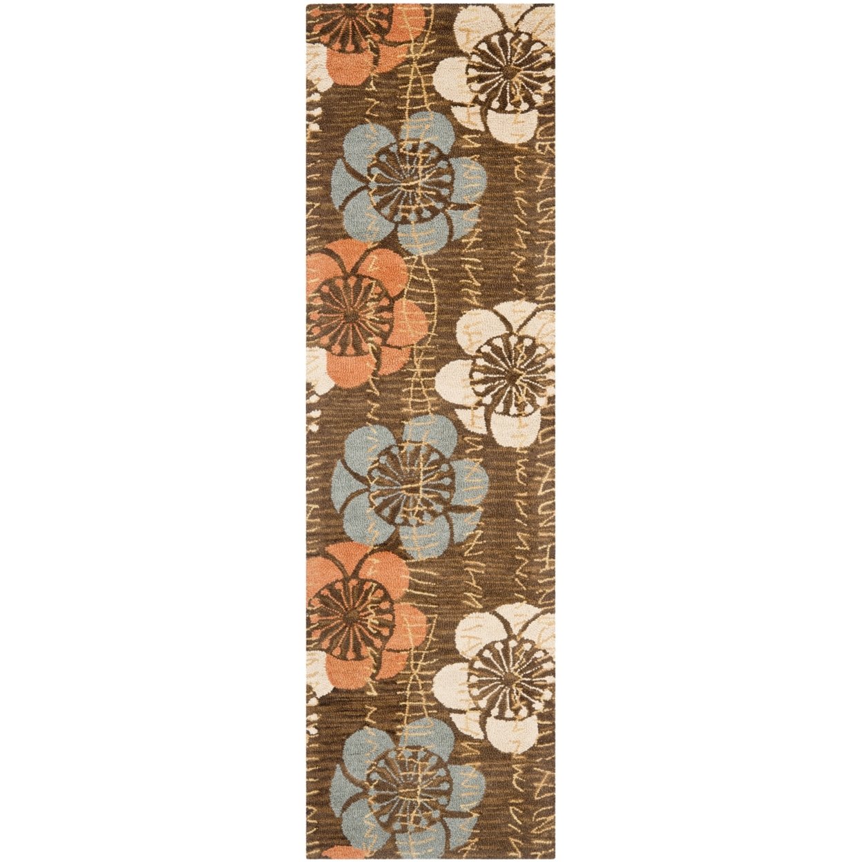SAFAVIEH Blossom BLM923A Hand-hooked Brown / Multi Rug - 2' 3 X 8'