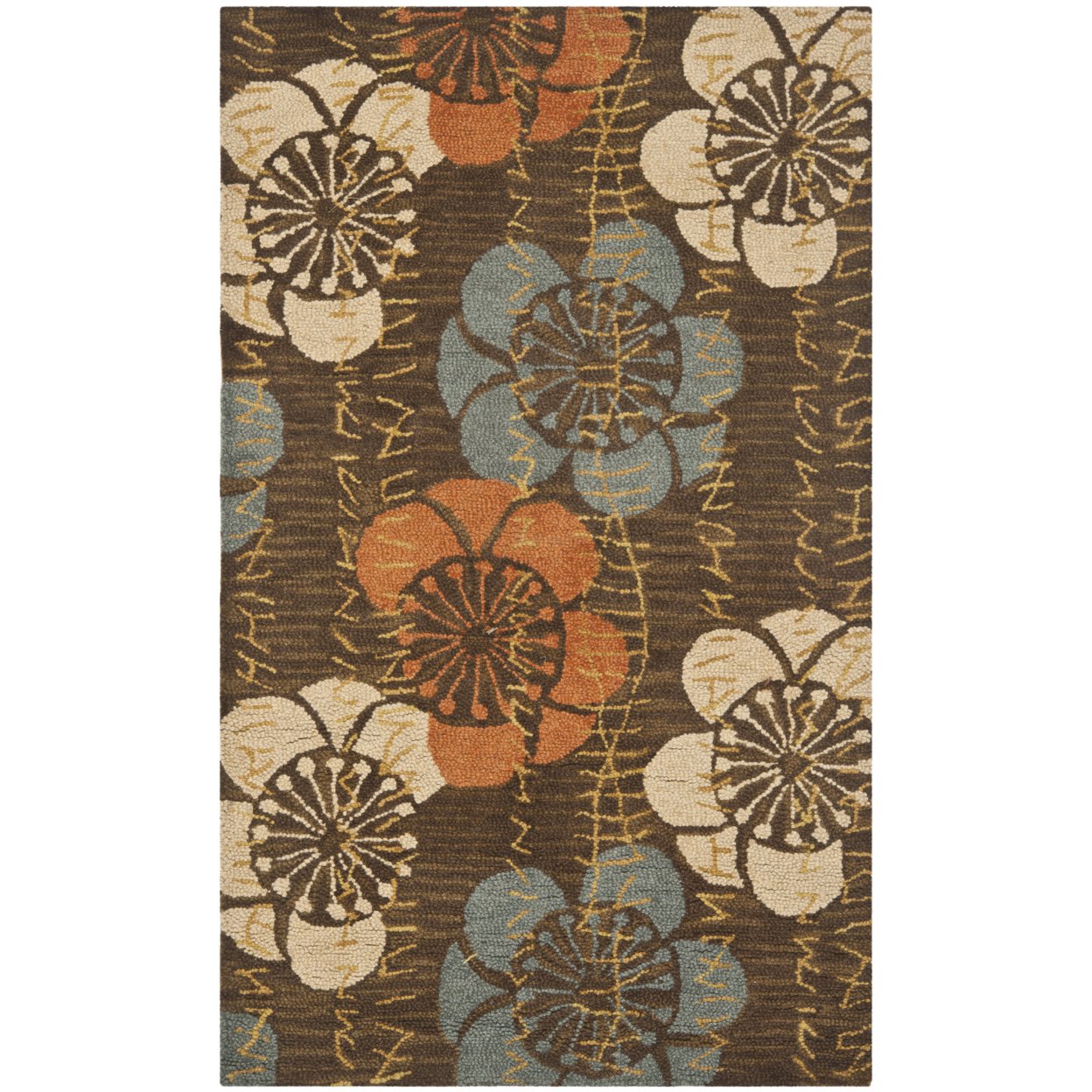 SAFAVIEH Blossom BLM923A Hand-hooked Brown / Multi Rug - 3' X 5'