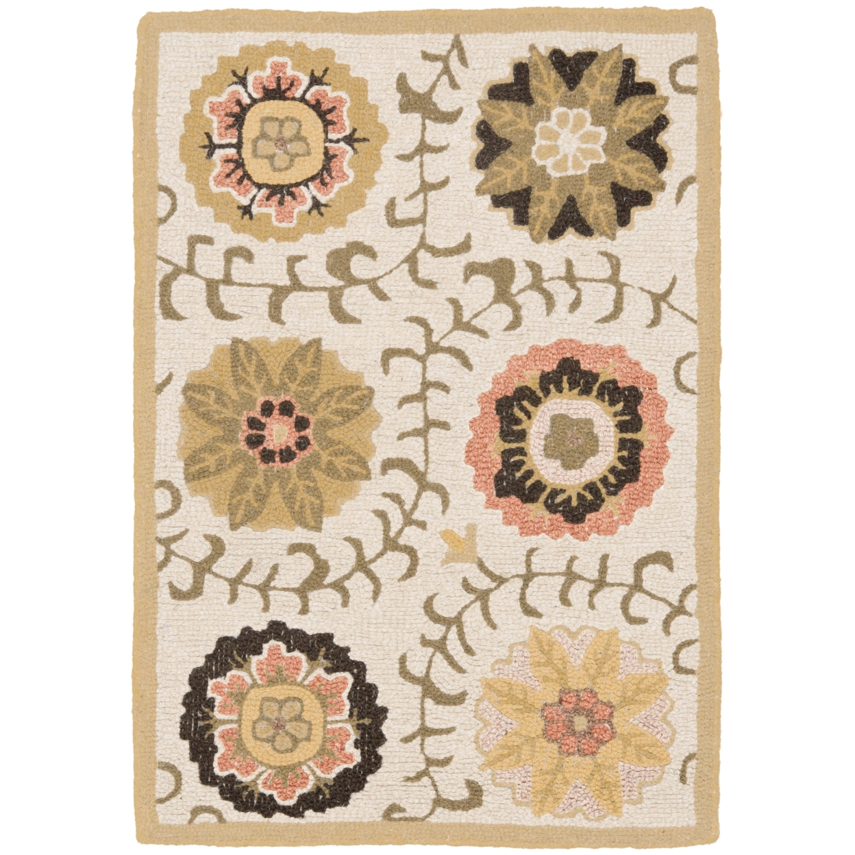 SAFAVIEH Blossom BLM951A Hand-hooked Ivory / Multi Rug - 2' 3 X 8'