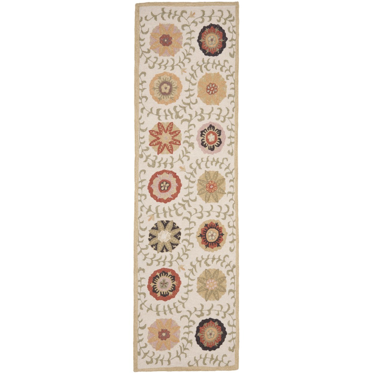 SAFAVIEH Blossom BLM951A Hand-hooked Ivory / Multi Rug - 2' 3 X 8'
