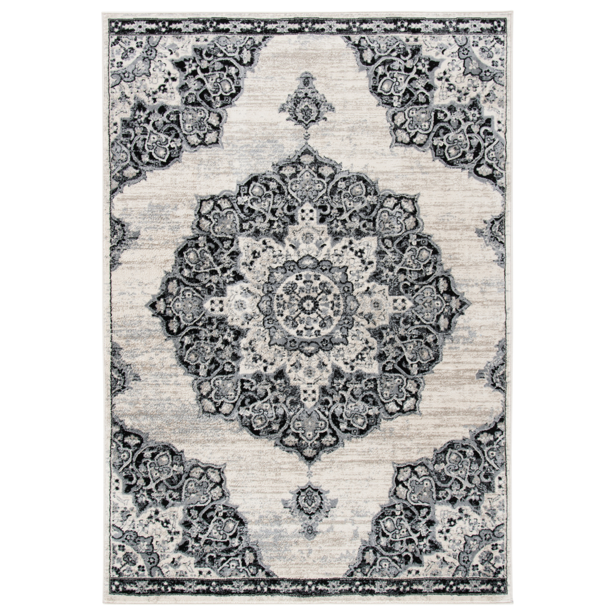 SAFAVIEH Brentwood Collection BNT802C Ivory / Black Rug - 8' X 10'