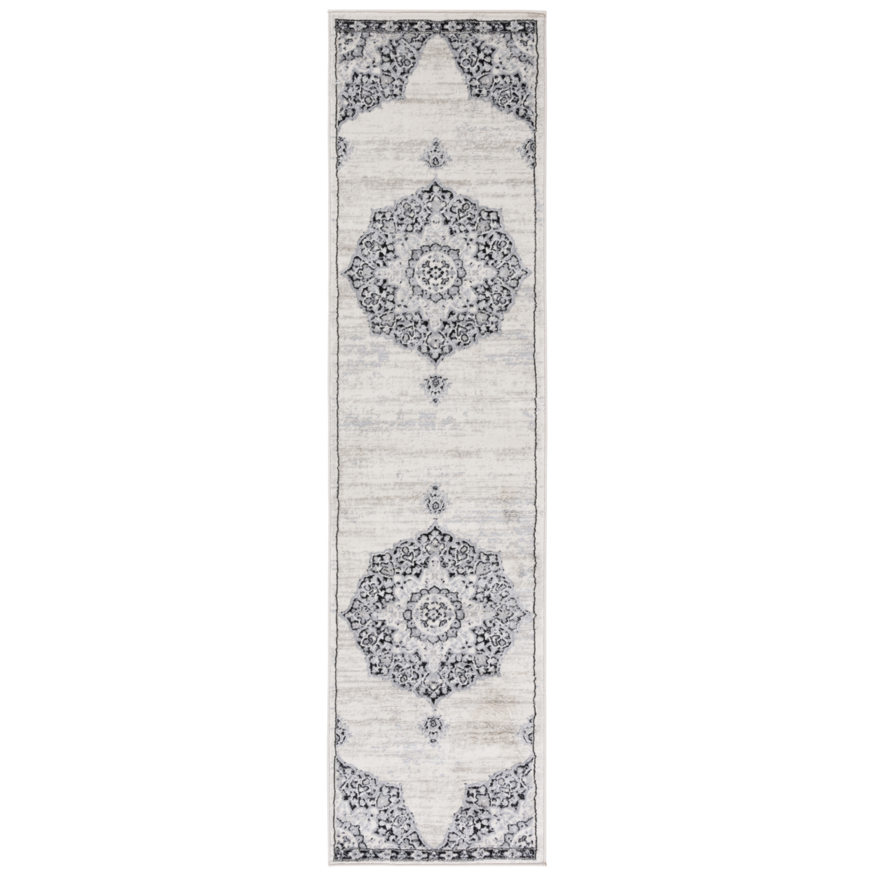 SAFAVIEH Brentwood Collection BNT802C Ivory / Black Rug - 2' X 8'