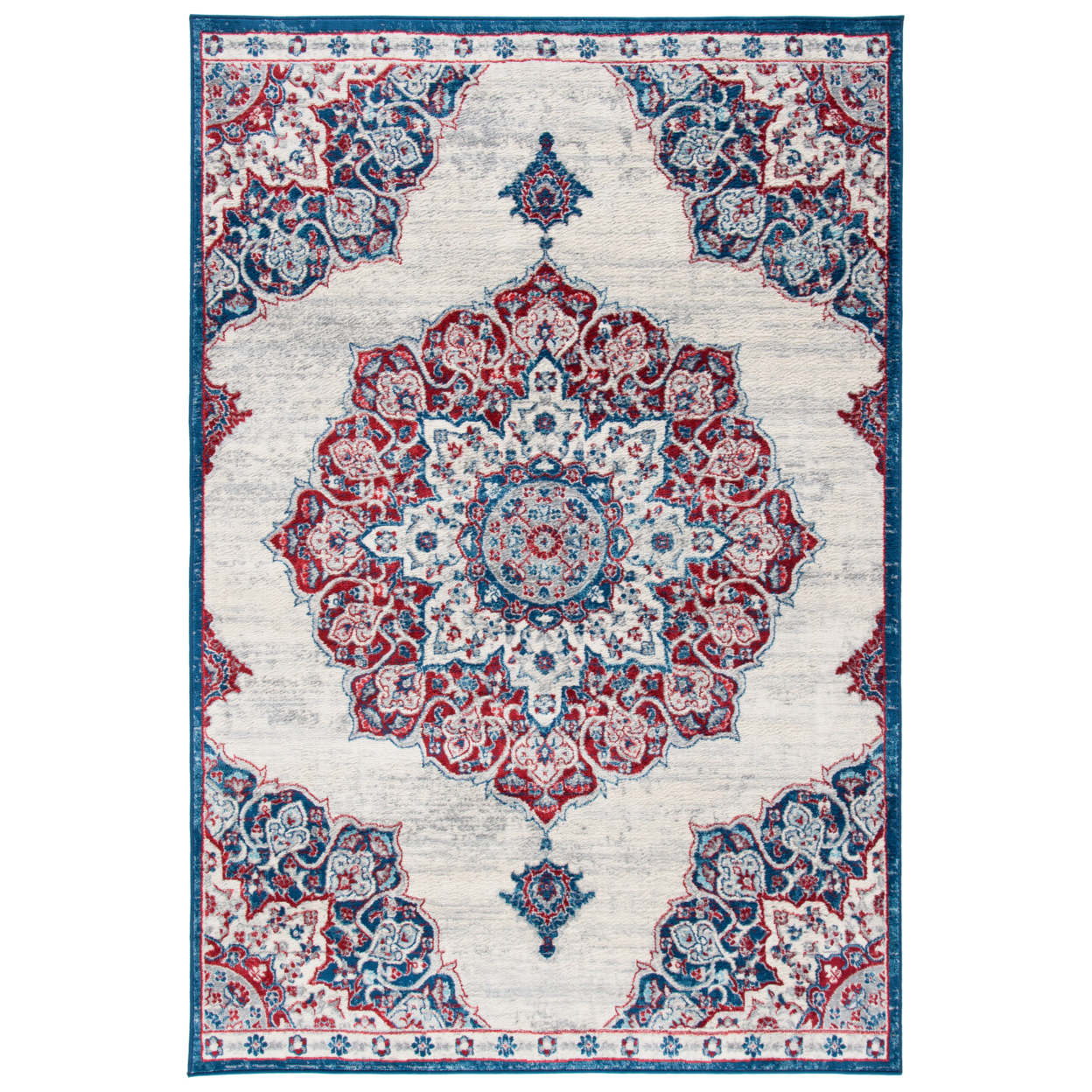 SAFAVIEH Brentwood Collection BNT802A Ivory / Red Rug - 9' X 12'
