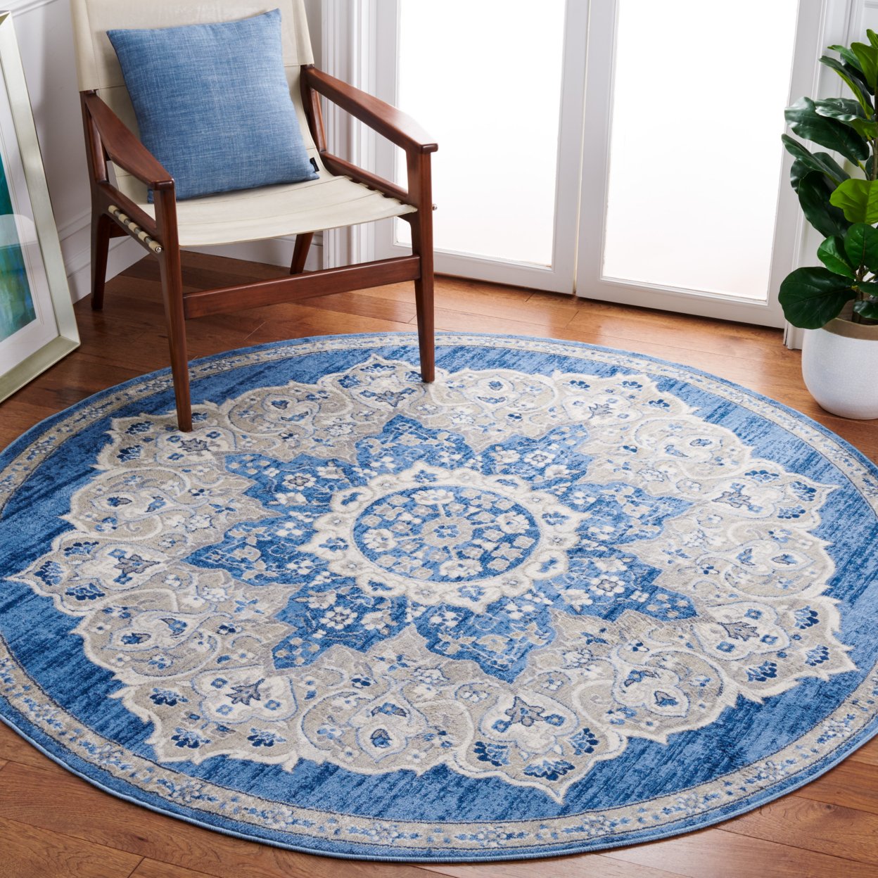 SAFAVIEH Brentwood Collection BNT802M Blue / Grey Rug - 4' X 6'
