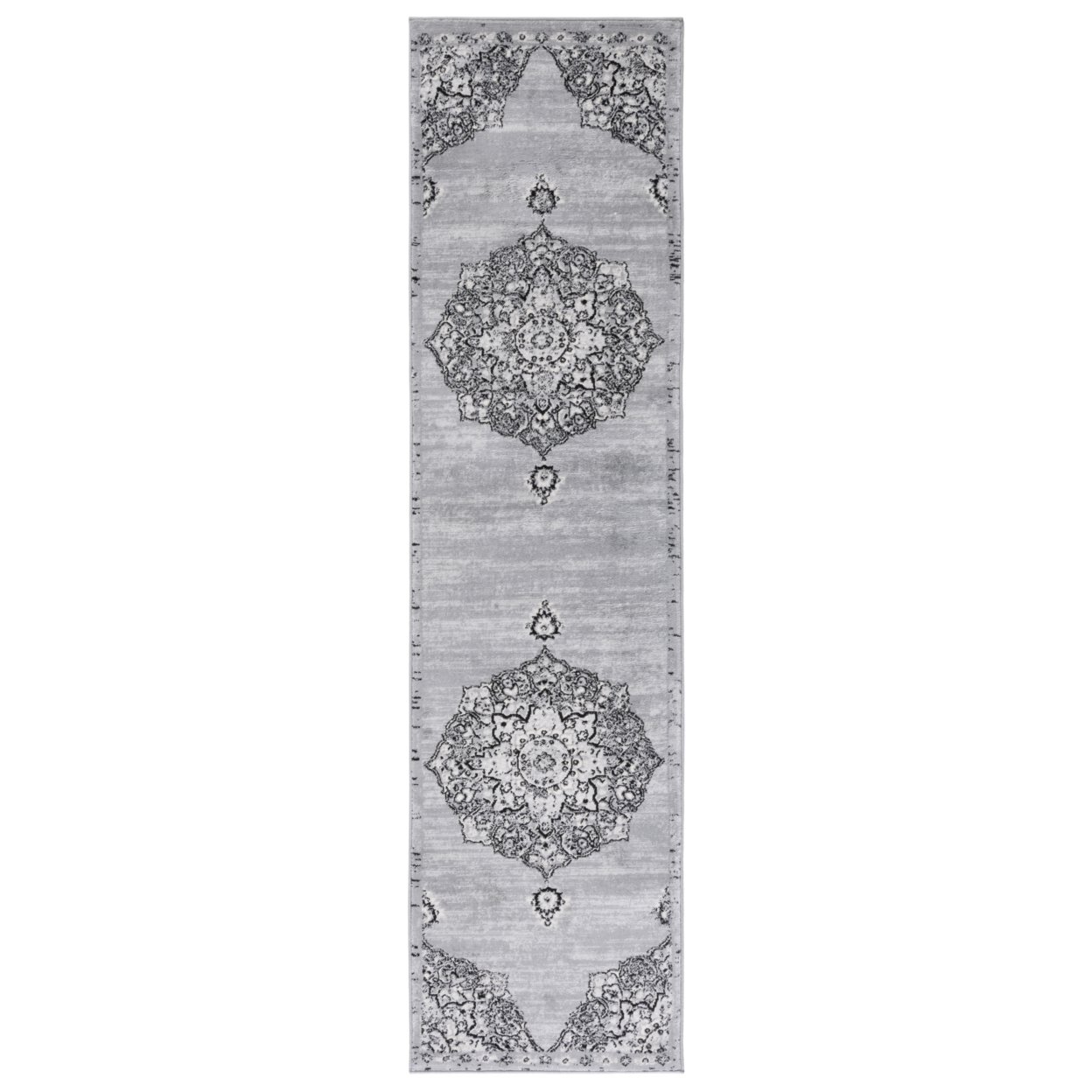 SAFAVIEH Brentwood Collection BNT802G Silver / Black Rug - 2' X 8'