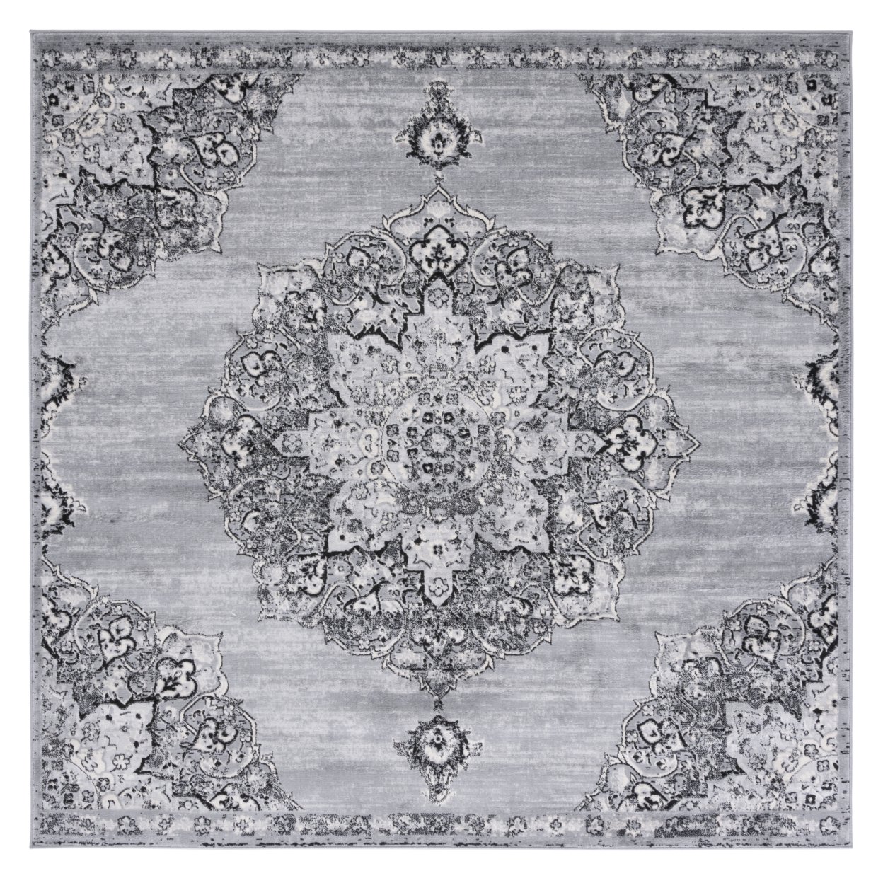SAFAVIEH Brentwood Collection BNT802G Silver / Black Rug - 6' 7 Square