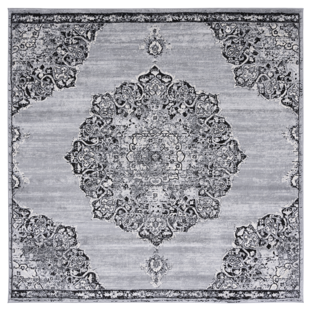 SAFAVIEH Brentwood Collection BNT802H Grey / Black Rug - 6' 7 Square