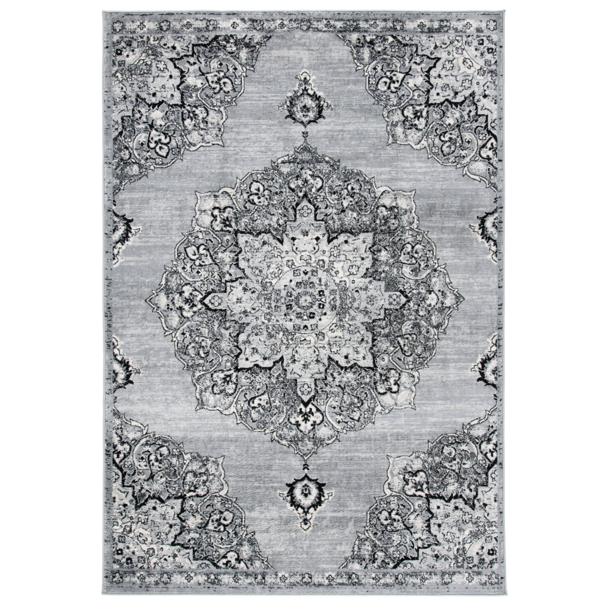 SAFAVIEH Brentwood Collection BNT802G Silver / Black Rug - 8' X 10'