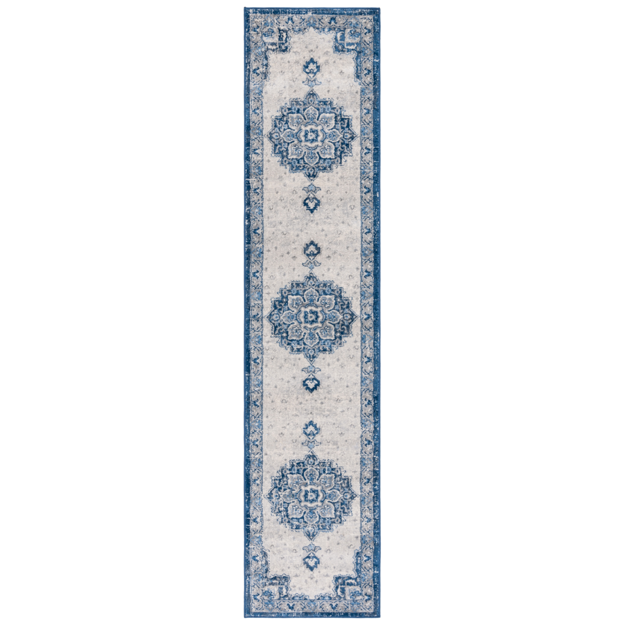 SAFAVIEH Brentwood Collection BNT826M Blue / Ivory Rug - 2' X 9'