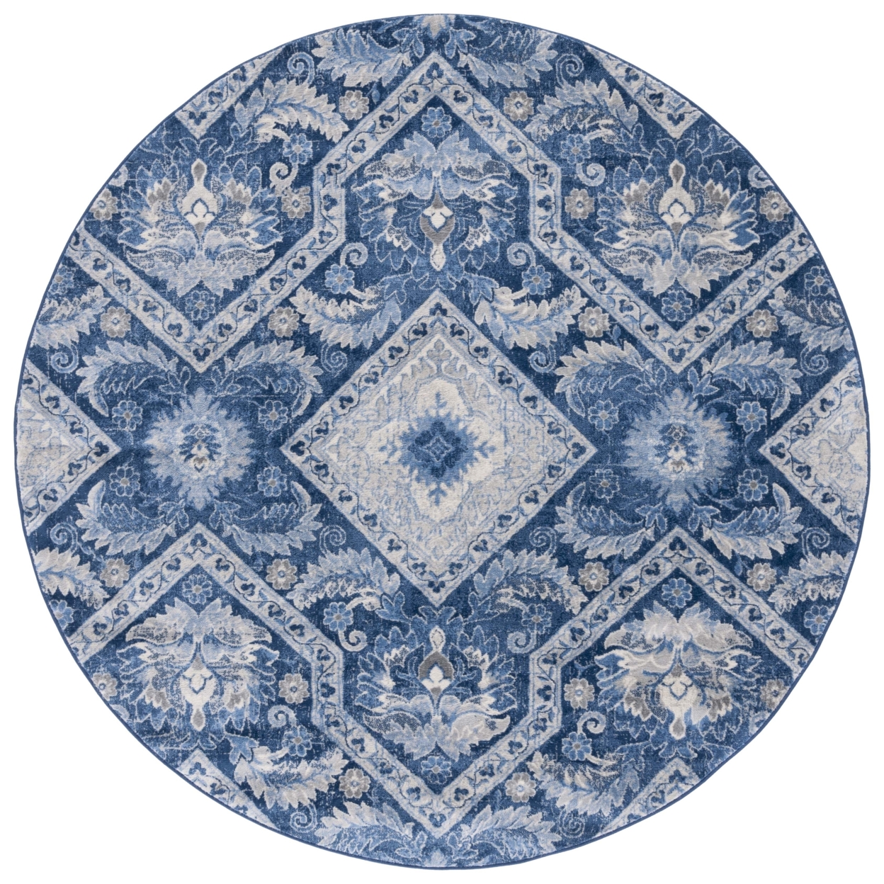 SAFAVIEH Brentwood Collection BNT827M Blue / Ivory Rug - 6' 7 Round