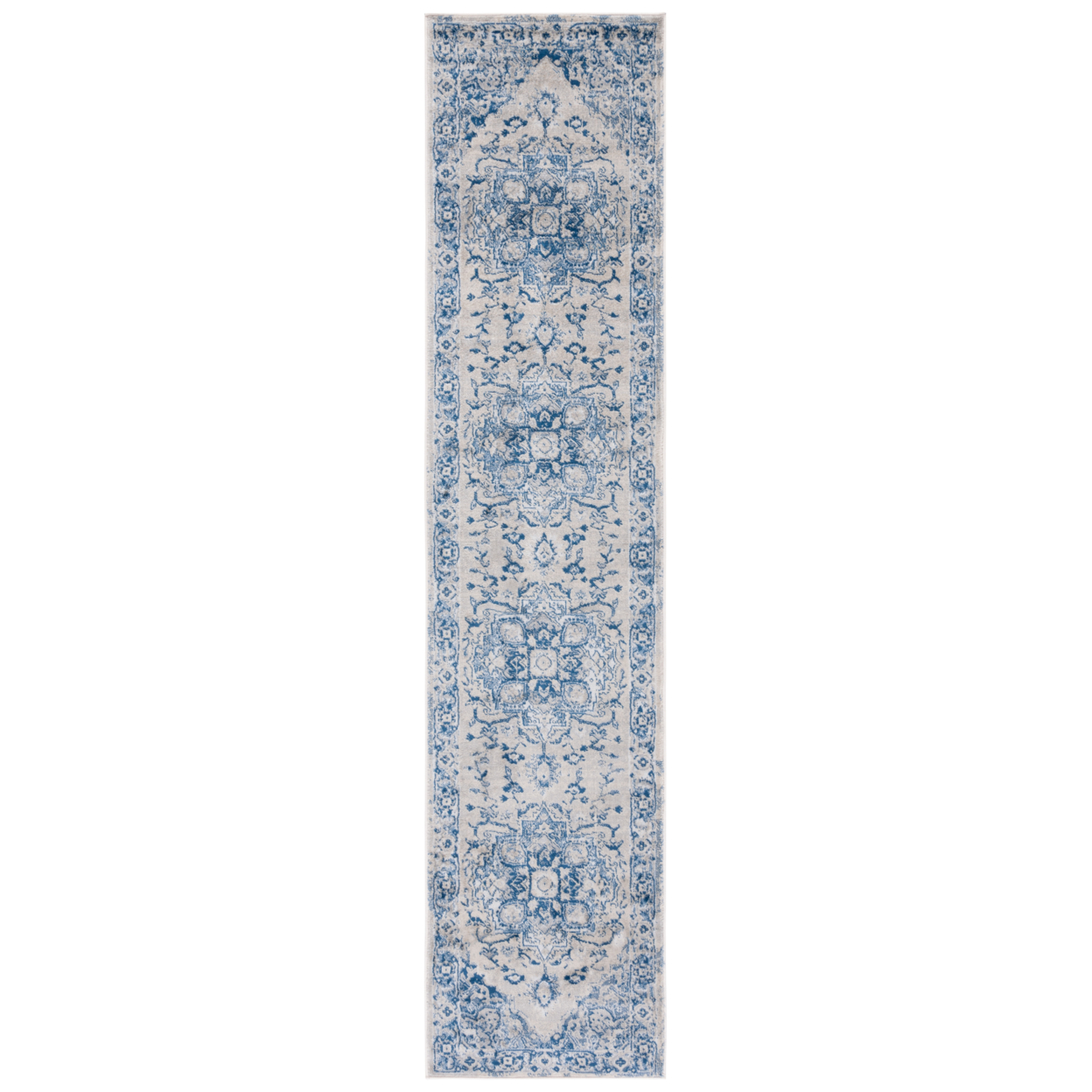 SAFAVIEH Brentwood Collection BNT837M Blue / Ivory Rug - 2' X 9'
