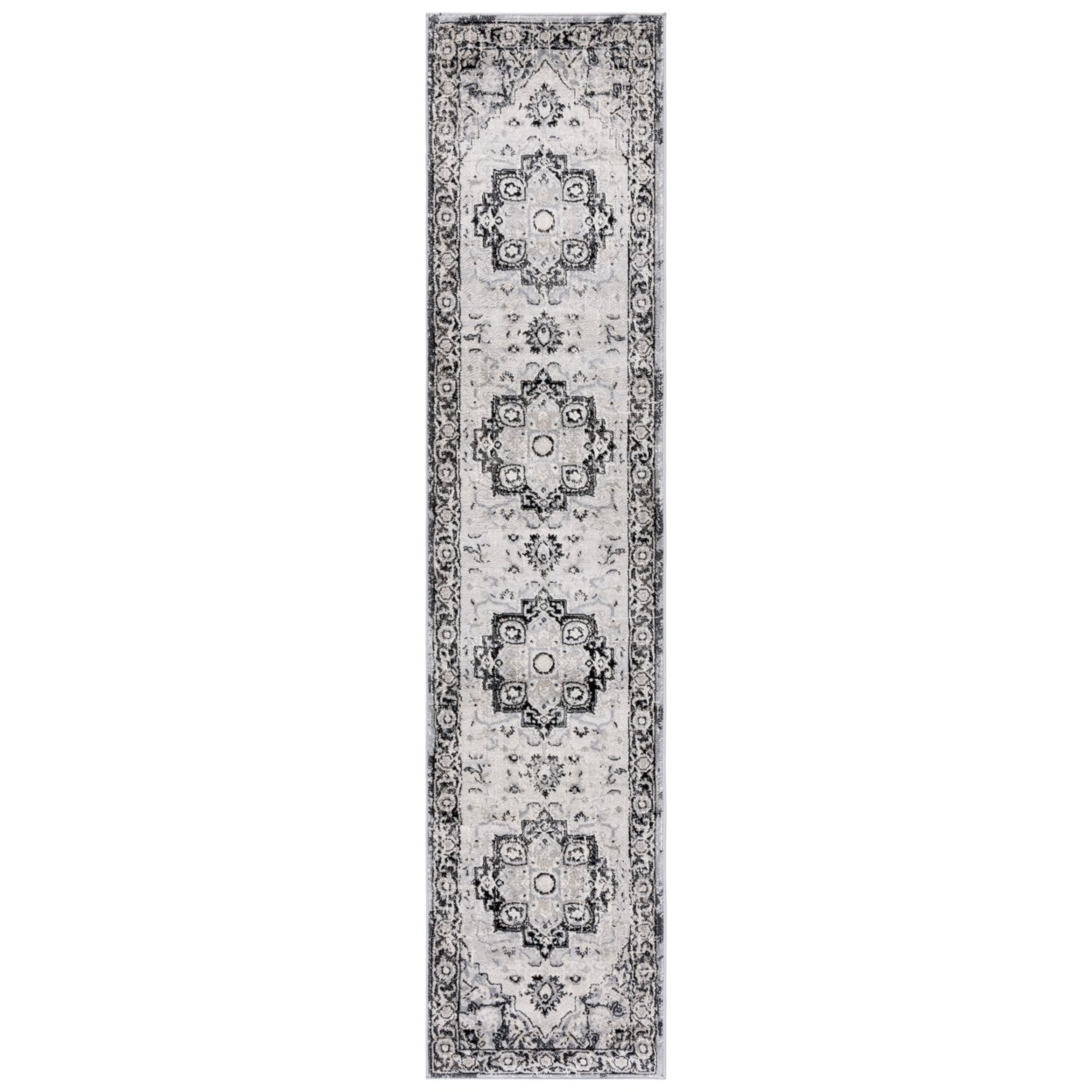 SAFAVIEH Brentwood Collection BNT837Z Black / Ivory Rug - 2' X 9'