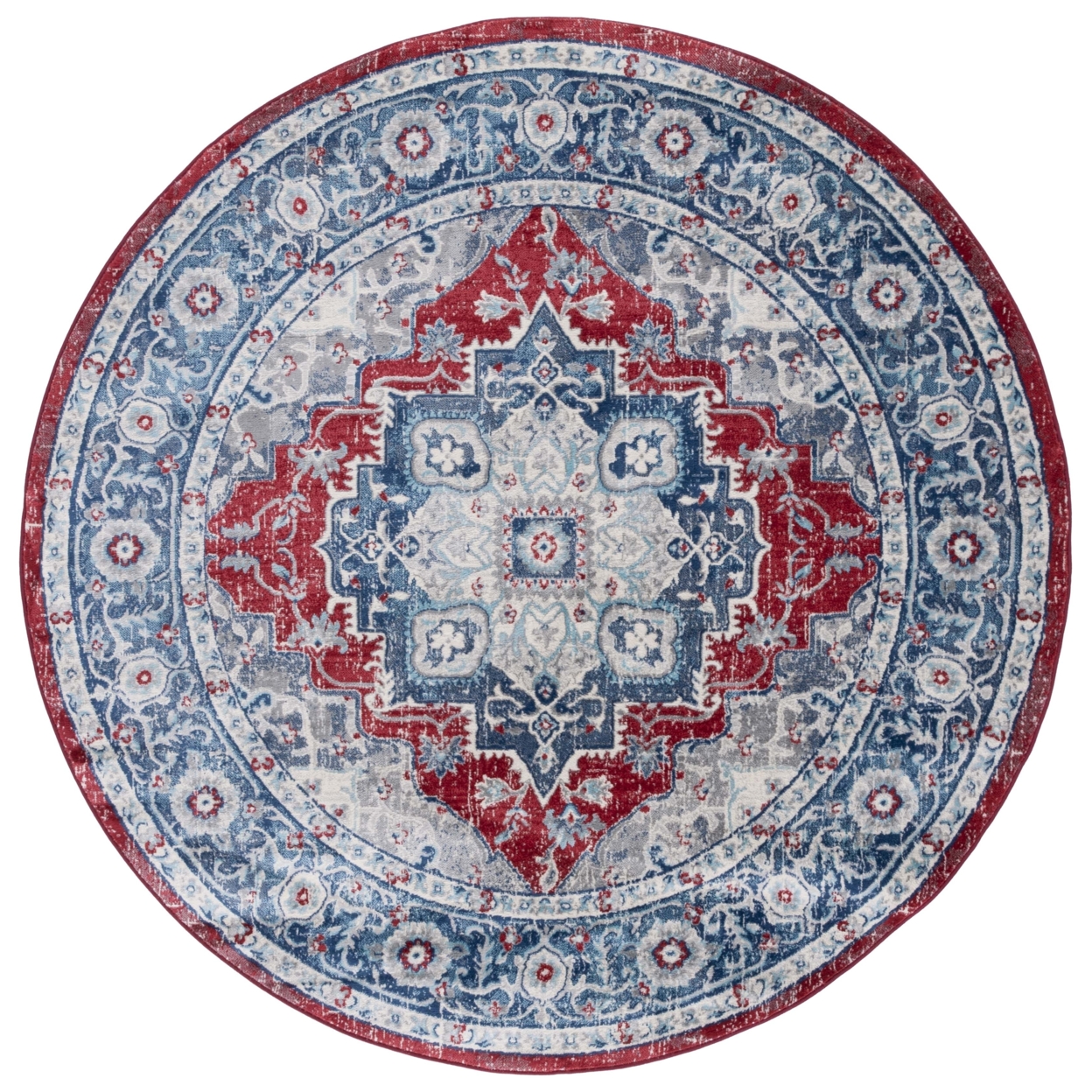 SAFAVIEH Brentwood Collection BNT837N Blue / Red Rug - 6' 7 Round