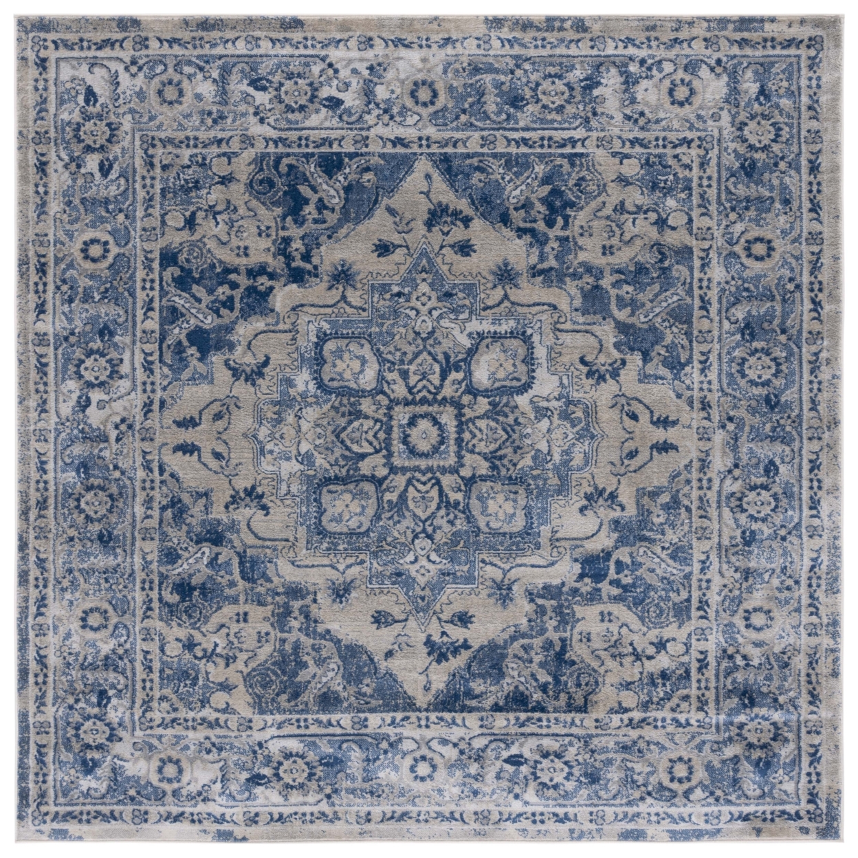 SAFAVIEH Brentwood Collection BNT837M Blue / Ivory Rug - 4' X 6'