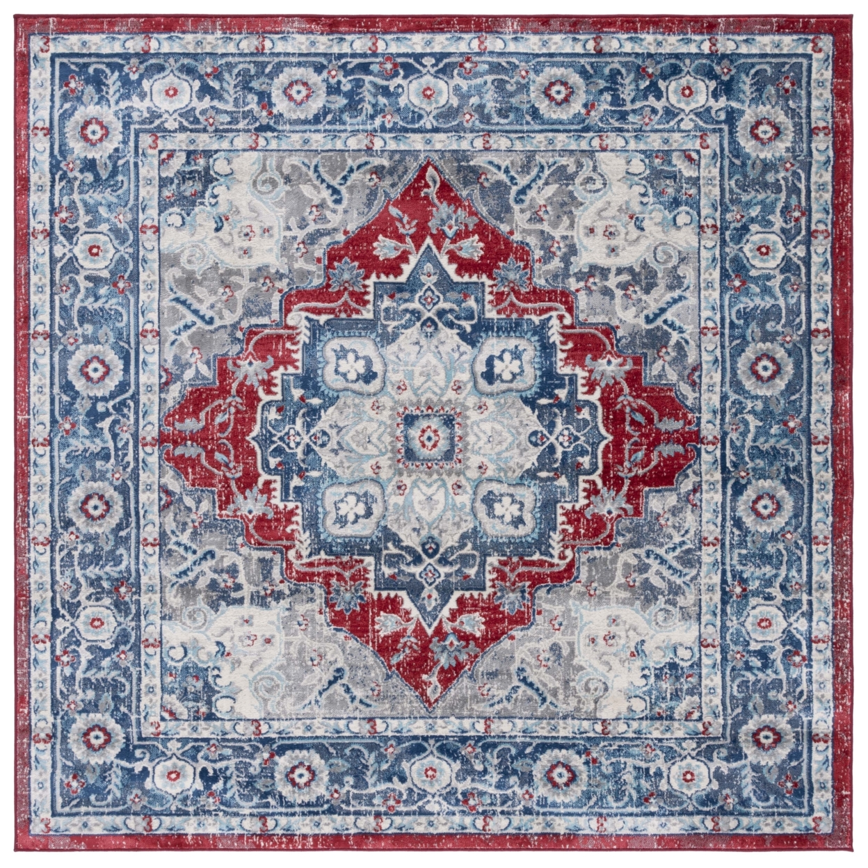 SAFAVIEH Brentwood Collection BNT837N Blue / Red Rug - 6' 7 Square