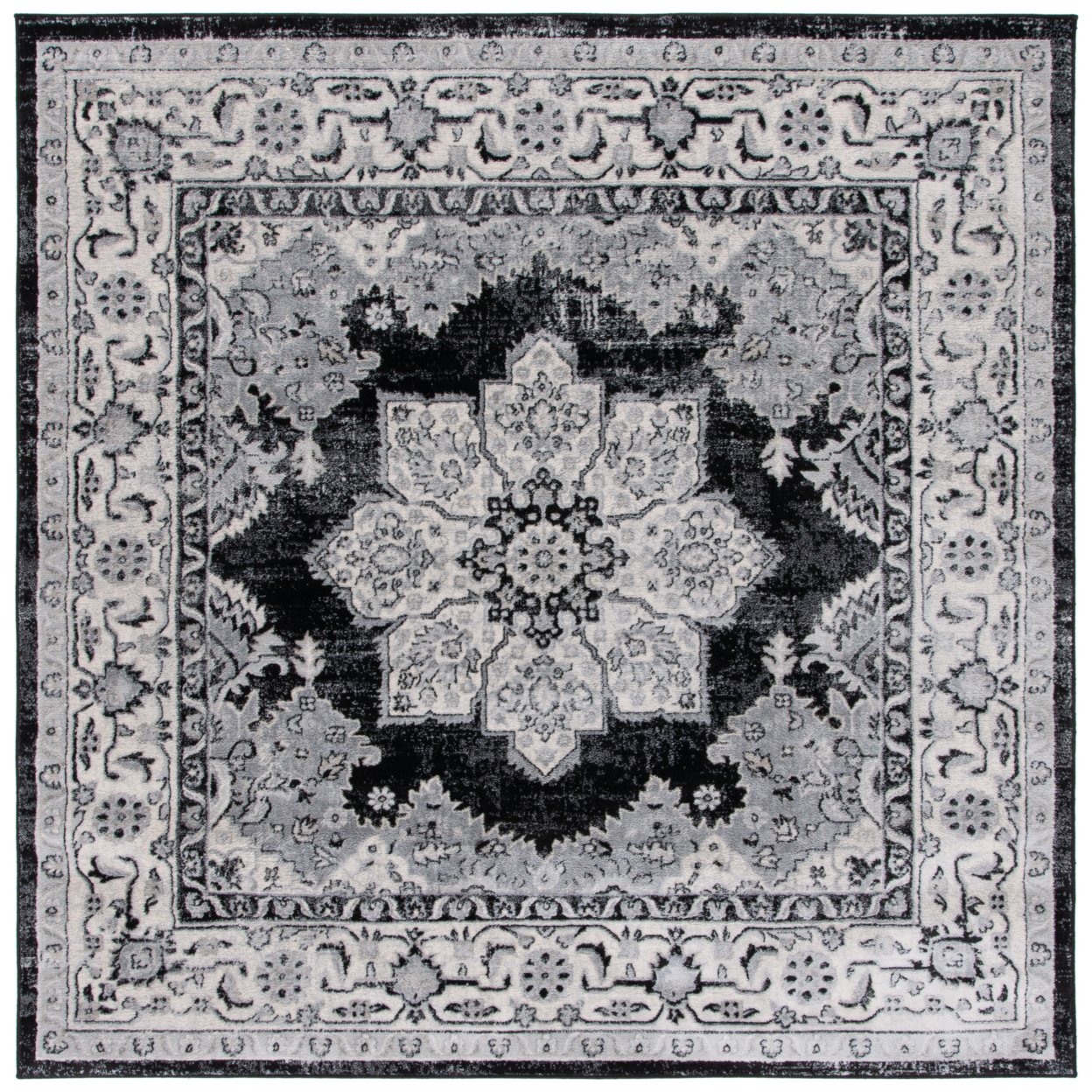 SAFAVIEH Brentwood Collection BNT847A Ivory / Black Rug - 4' X 6'