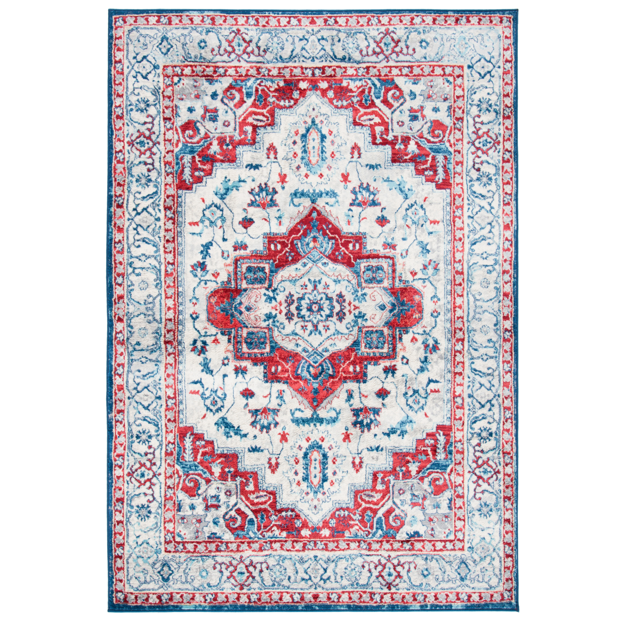 SAFAVIEH Brentwood Collection BNT851B Beige / Red Rug - 4' X 6'