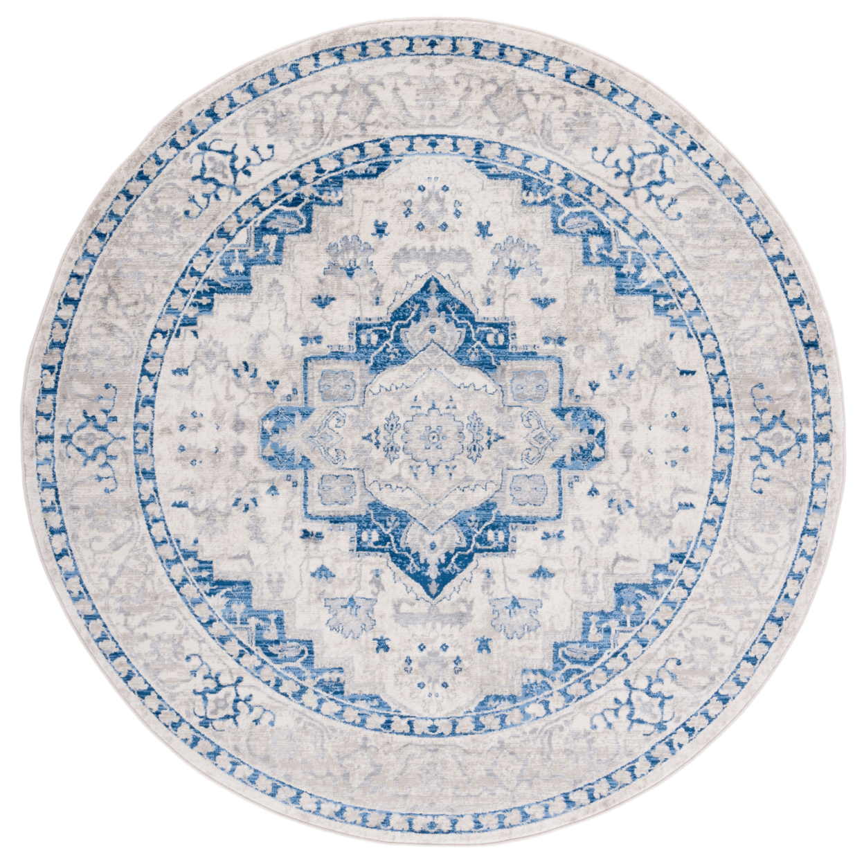 SAFAVIEH Brentwood Collection BNT851A Ivory / Blue Rug - 6' 7 Round